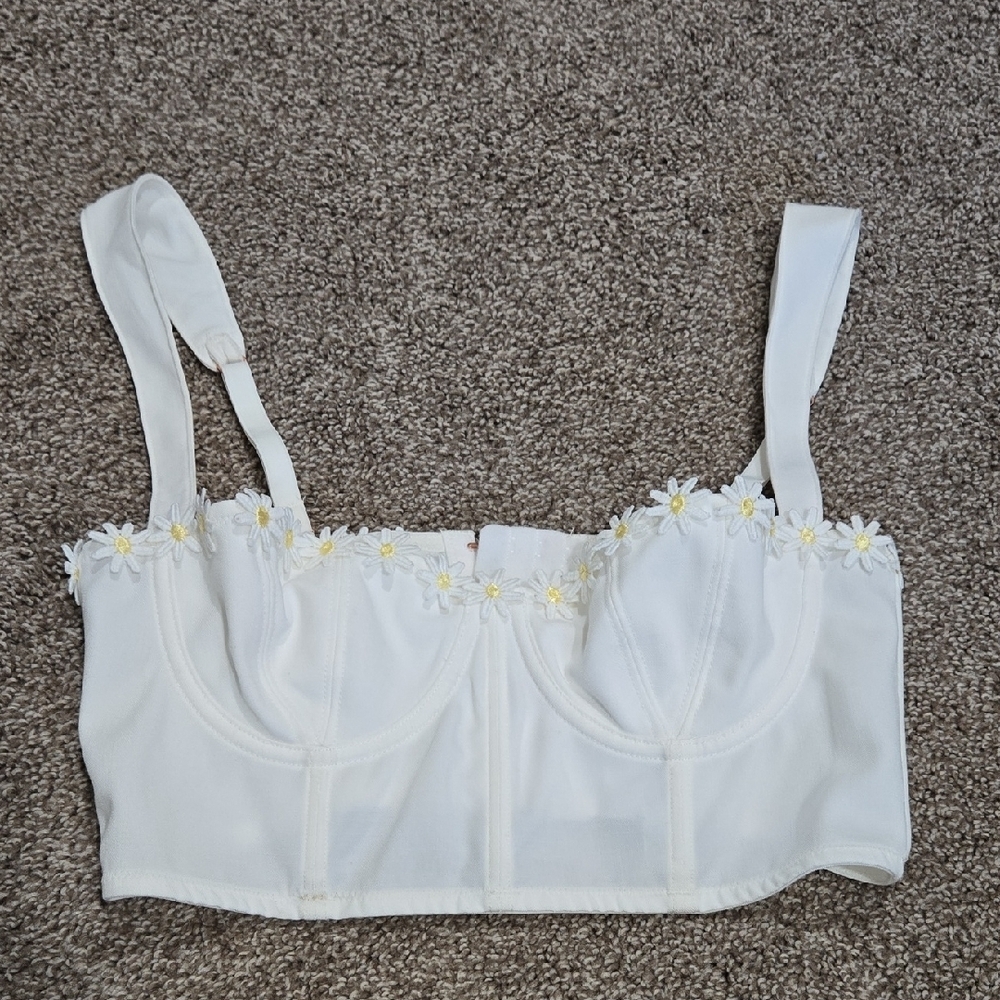 Out From Under Gillian Daisy Applique Corset Bra Top Size Small - Picture 2 of 6